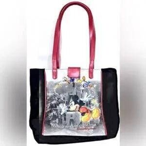 Disney Mickey Mouse & Friends "Where Dreams Come True" Tote Bag Red Straps‎